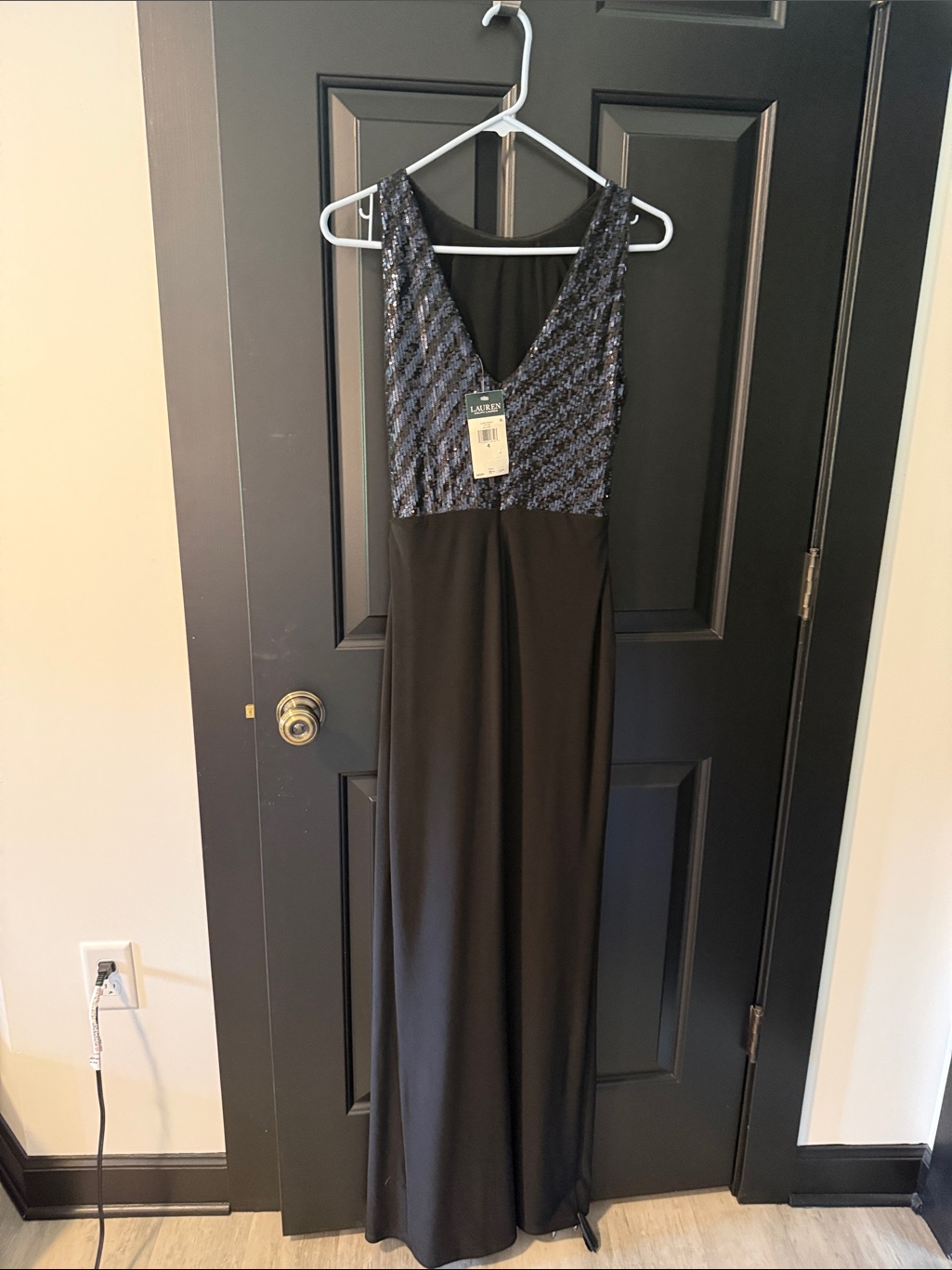 Ralph Lauren Navy Maxi Dress With Sequined Bodice